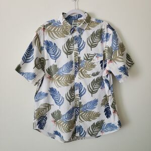 Old Navy Mens Slim Coupe Etroite Short Sleeve Linen Cotton Button-Up Shirt XL